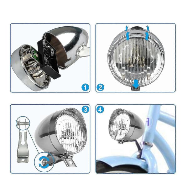 Klassisk Krom Retro Sykkel LED Lys Frontlykt Sykling Frontlampe