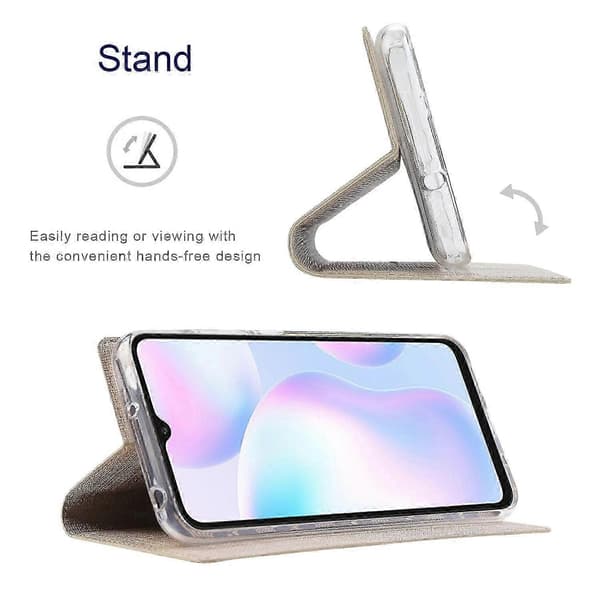 VILI DMX Series kortholder design læder stander etui til Xiaomi Redmi Note 10 4G/Redmi Note 10S - Sort