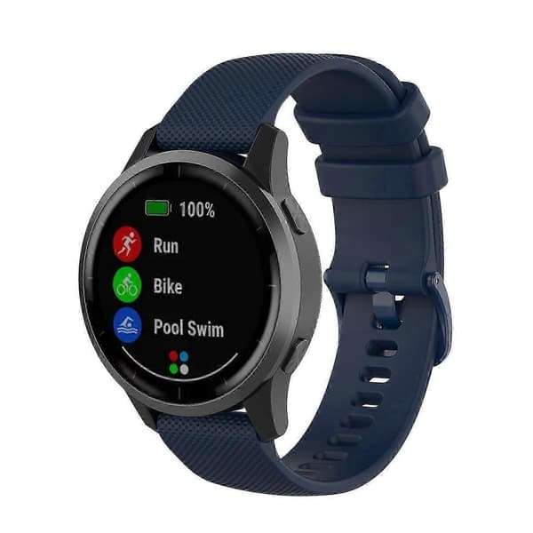 För Garmin Vivoactive 4 22mm Silikon Armbandsur Midnight Blue