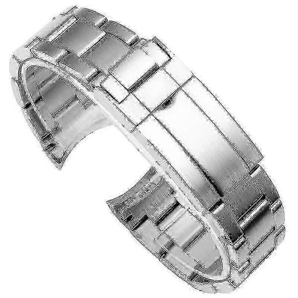 For Rolex Daytona/Submariner erstatningslenke i rustfritt stål med 20 mm/21 mm solid lenkedesign? Silver 20mm No Logo