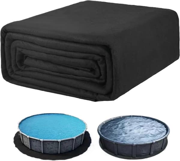10ft Runde Pool Liners – Punkteringsresistent Foldbar Spabad Bundmåtte, Sort 10ft