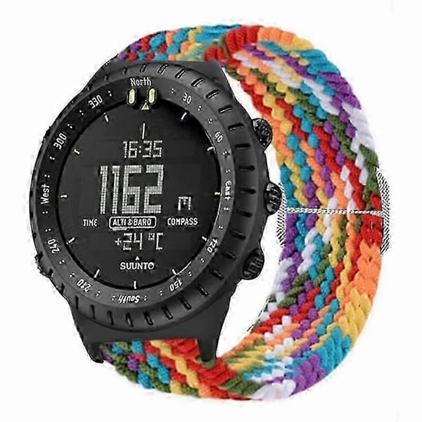 Til Suunto Core Urrem Strækbar 22mm Blød Nylon Elastisk Flettet Rem - Regnbue Rainbow
