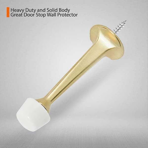 SDIGV 2-pack solida, styva dörrstopp - Kraftiga, tåliga dörrstoppar väggskydd med mjuka gummispetsar, satin nickel Brushed Brass*16