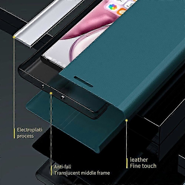 För Honor Magic7 Lite 5G/ X9c 5G Skal Anti-Drop Läder Telefonskydd med Ställ Black