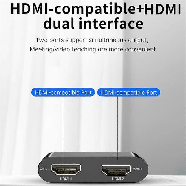 Usb 3.0 - Kaksois-HDMI-sovitin Ulkoinen video Tukee vain Windowsia Black
