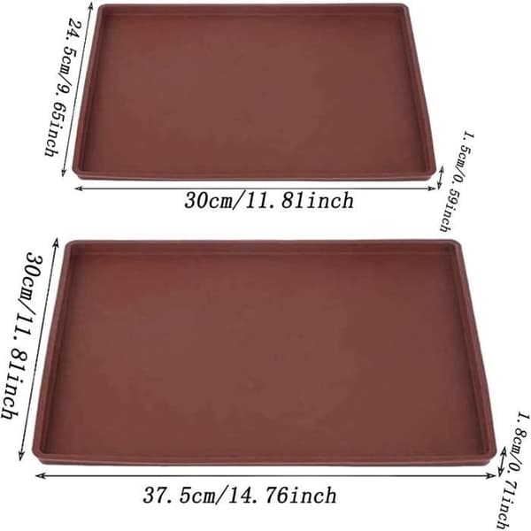 Silikone bageunderlag - Kaffe - 2 stk. - 37,5x30 cm - 30x24,5 cm - Silikagel