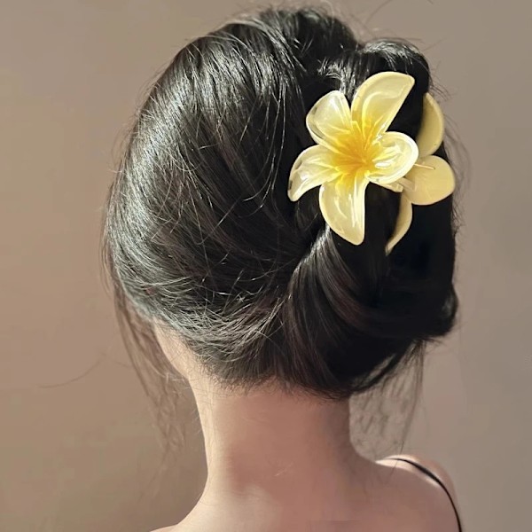 Mode Äggblomma Hårklämmor för Kvinnor Böhmisk Stil Blomma Stor Hårklo Hårnål Strandsemester Flickor Håraccessoarer yellow