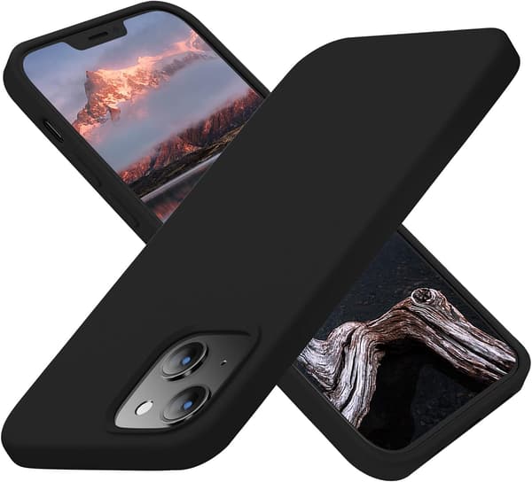 Designed for iPhone 14 Case, Black Silicone Ultra Slim Shockproof Protection