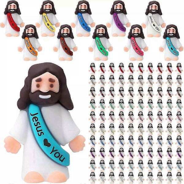 25/100 st Mini Jesusfigurer Jesus Älskar Dig Jesusleksaker Små Jes 100PCS