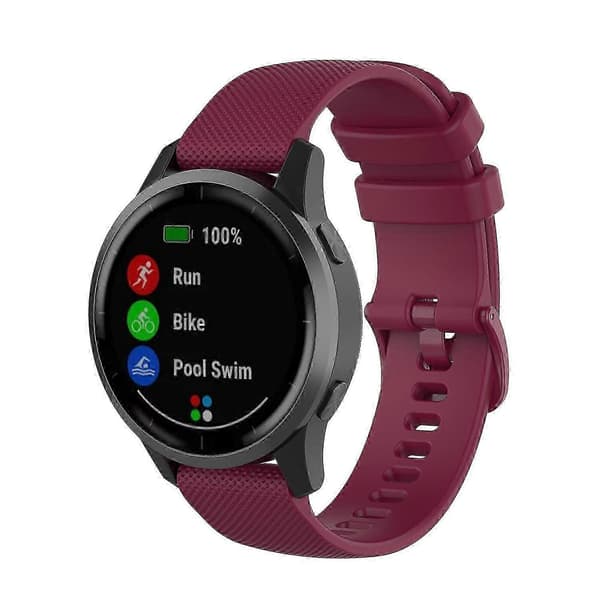 För Garmin Vivoactive 4 22mm Silikon Armbandsur Wine Red