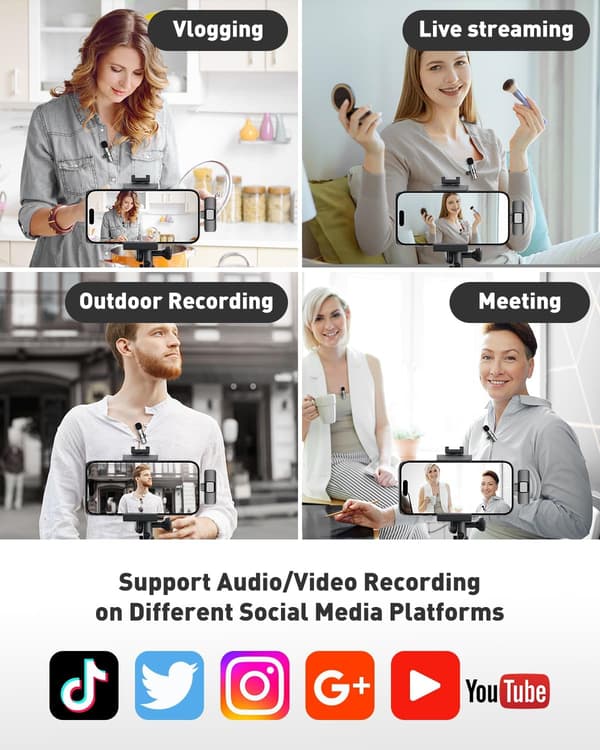 USB C Mini Microphone for iPhone 16/15/14/Android, Wireless Lavalier Microphone with Noise Reduction, Lapel Microphone for Vlog YouTube TikTok Recording