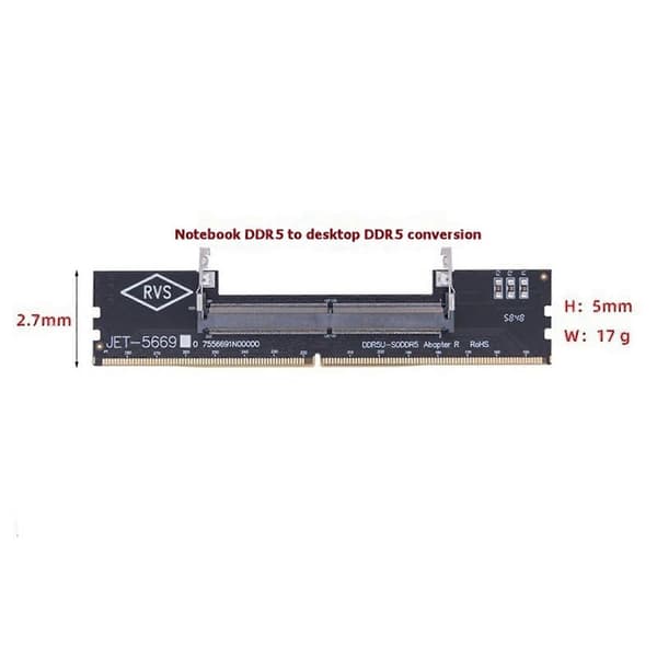 6X DDR5 bærbar til stasjonær minneadapterkort Minne RAM-kontaktadapter DIMM-kort SO-DIMM til PC-datamaskinkonverterer