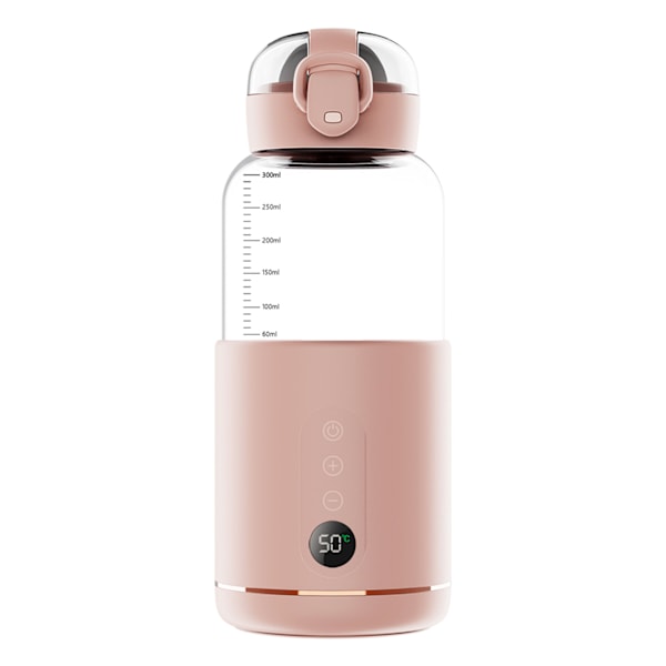 Vattenkokare för mjölk till baby, 300 ml kapacitet, exakt temperaturkontroll, inbyggt batteri, trådlös, omedelbar Pink