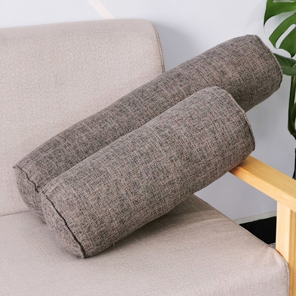 Lang Pude Indvendig Rund Kropspude Rektangulær Søvn Lur Pude Imitation Bomuld Linned Pude Hjem Soveværelse Indretning Light Grey 15x15x60cm