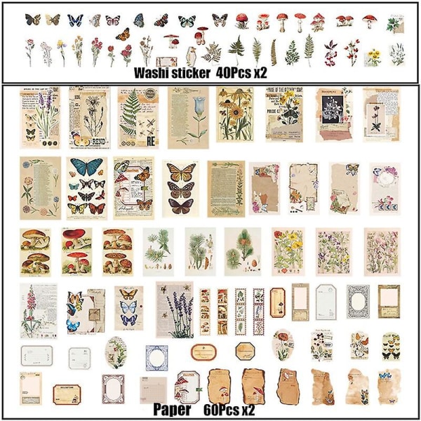 200 Stks/ set Vintage Journaling Scrapbooking Paper Esthetische Scrapbook Washi Stickers Papier Voor Tijdschrift Levert DIy Art Craft Set 1