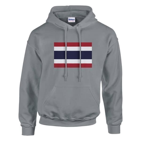 Hættetrøje - PIXELFORMA - Thailands flag - Grå - Lange ærmer - Unisex Grå Grå XXXXL