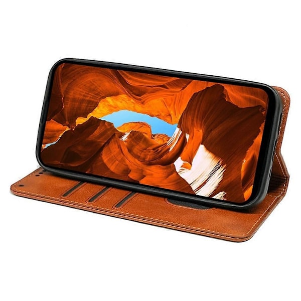 Kompatibelt med Nothing Phone (3a) Fodral Dold Magnetisk Stängning Kalvtextur Läder Telefonskal - Röd-Perfekt Yellow