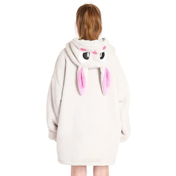 XJYDNCG Hættetrøje Fleecetæppe Pullover Plaid Børns Oversized Sød Vinter Varm Bærbar Komfortabel (Kanin)