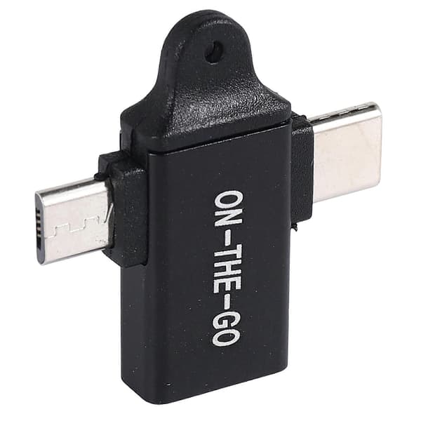 USB C till USB 3.0 OTG-omvandlare USB 2 i 1 Typ C -OTG-adapter Black