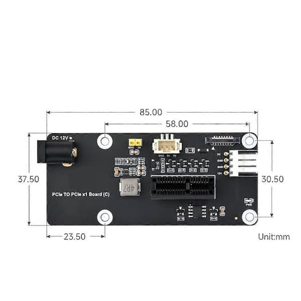 Til Raspberry Pi 5 PCIe FFC-stik til standard PCIe X1-slot (C) udvidelseskort til Raspberry Pi 5 Black