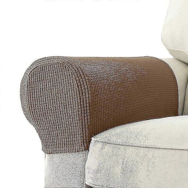 2 stk. Stretch Armlene Trekk Spandex Jacquard Armtrekk Myk og Elastisk Beskyttelse for Stoler Sofa Lenestol Trekk Recliner Sofa Deep coffee