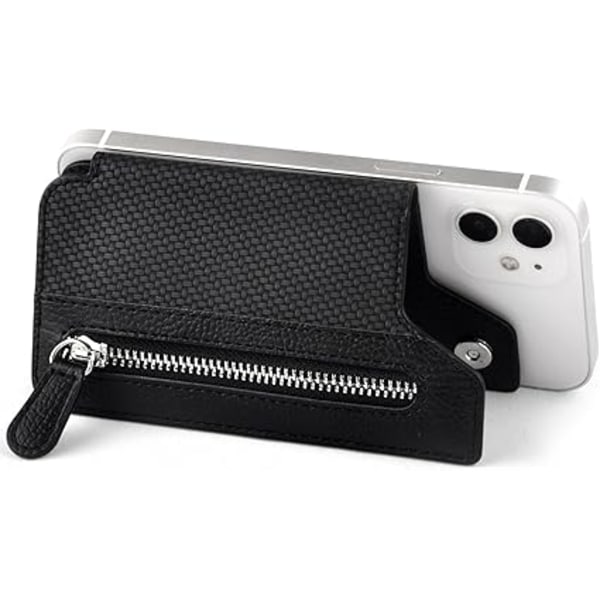Telefonkortholder, Multifunksjonell Selvklebende Kortholder, Vegansk Lærkortholderstativ, Mobiltelefon Kortlommer for Mobiltelefon (Svart)