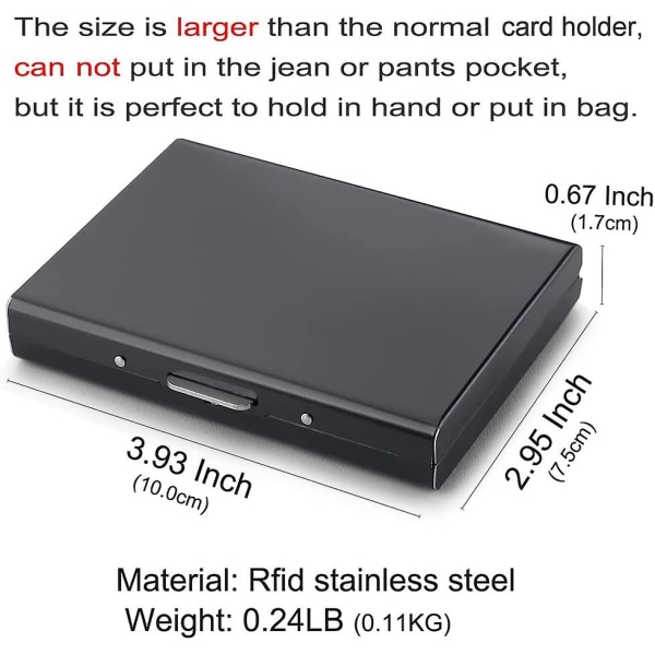 Rfid kreditkortshållare cover metall kreditkort plånbok herr dam visitkortshållare (svart)