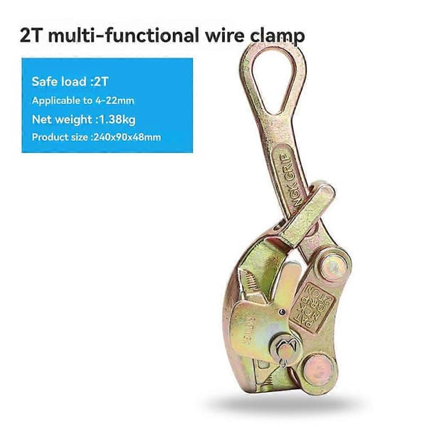 2 tons wire rope kæbeklemme elektricitetskabelgreb trækker skridsikker mini stramning multifunktionel T