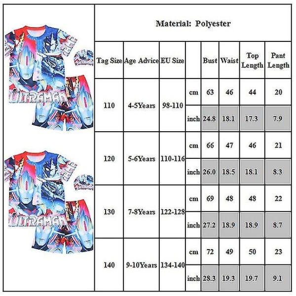 4-10 år Pojkar Ultraman Baddräkt Badkläder Med Cap 3st/ set 5-6Years