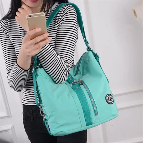 3 i 1 Dame Tasker Multifunktionel Rygsæk Skuldertaske Nylonstof Tote Genanvendelig Indkøbstaske Dame Rejsetaske Crossbody Taske sea blue
