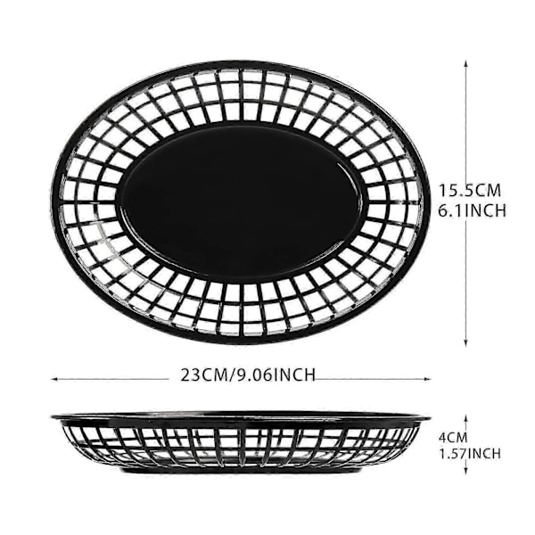 24x Soikea Ruokakori Leipäkorit Friteerauskorit Tarjoilualusta Retro Säilytyskori Laatikot Kanalle Hot Dogeille Ranskalaisille Piknik Keittiöön Black