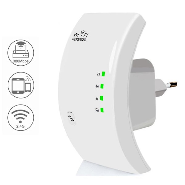 WiFi-toistin, Tehokas WiFi-vahvistin, N300 WiFi-laajennin, WiFi-signaalivahvistin, 1 Ethernet-portti, Kattaa jopa 200