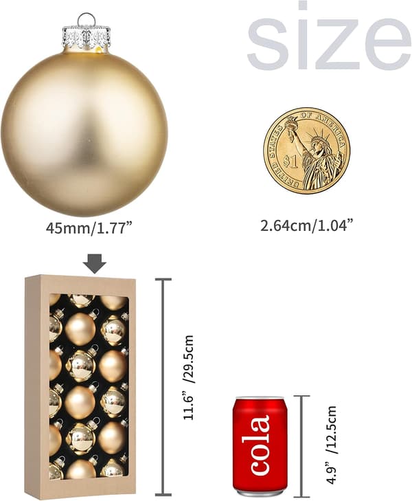 18 stk 1,8 tommer (45 mm) julekuler for julepynt, glass
