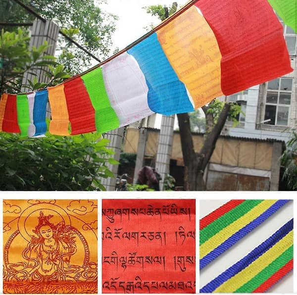 2 st 7M Buddhistiska böneflaggslingor Tibetanska Buddhistiska Vimplar (28 x 23cm) Utomhusdekoration
