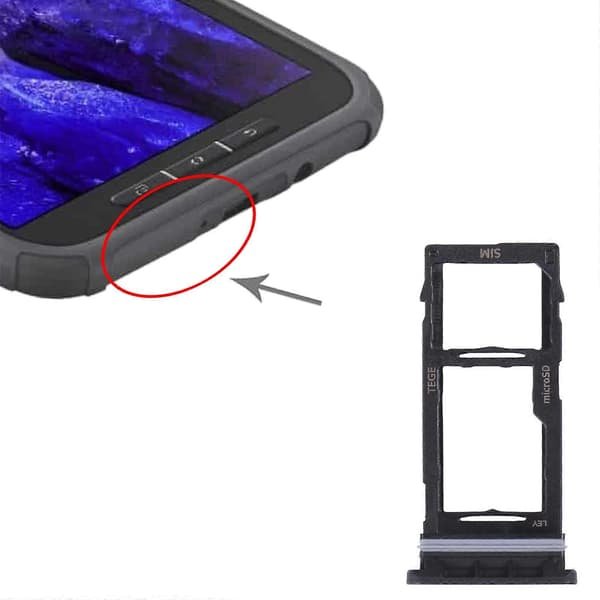 Til Samsung Galaxy Tab Active3 8.0 SM-T570/T575 KOMPATIBEL SIM-kortbakke + Micro SD-kortbakke (sort) Black