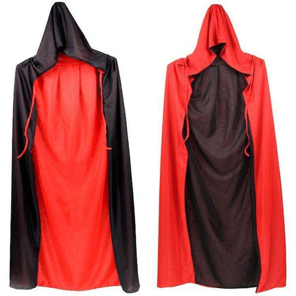 1st Halloween mantel Barn Vuxen Smink Kostym Rekvisita Dödsmantel Kappa Pirat Cosplay mantel 90cm (röd och svart dubbelsidig dubbelsidig huva)