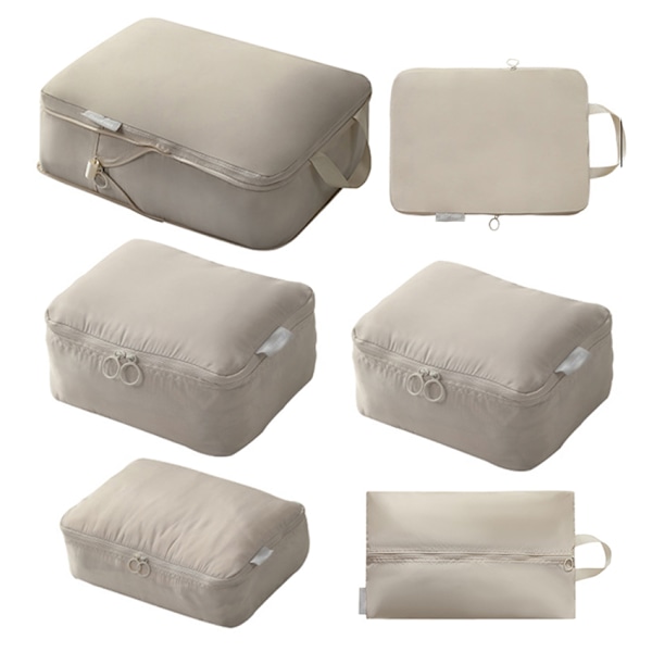 Resekompressionsväska Bagage Resväska Förvaringsväska Platsbesparande Kläder Handduk Skor Organizer Väska Vattentät Vikbar Väska Grey- 6 pcs set