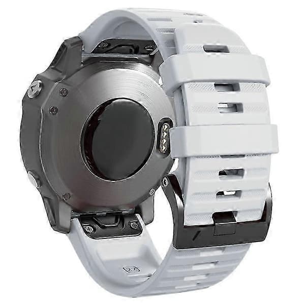 Garmin urrem til Fenix 6X Pro, 26 mm sort silikone udskiftningsrem White