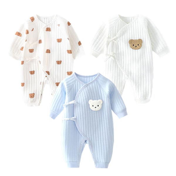 Bodysuit för pojkar och flickor nya vinter bomull babykläder 0-6m 3Pcs B 6M