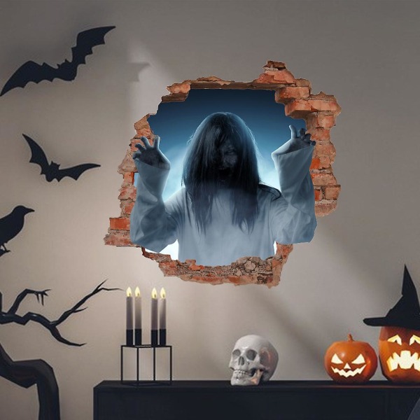 1 Pack 3d Halloween Väggdekaler Skrämmande Devil Floor Väggdekaler, Skräckdekaler Terror Hemdekorationer För Bar Pub Vardagsrum Festtillbehör,