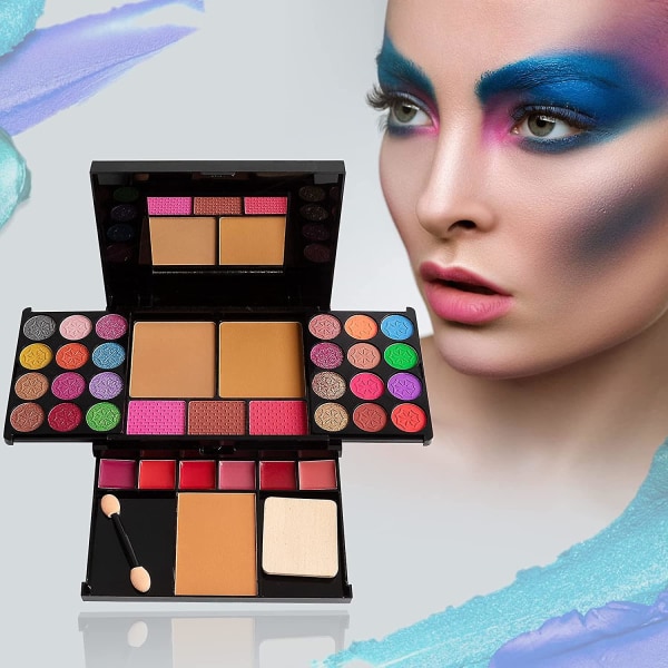 36 färger Makeup Palette Makeup Kit - Dam Makeup Set - Lip Gloss & Blush & Pressed Puder & Cotton Brush & Mascara Set