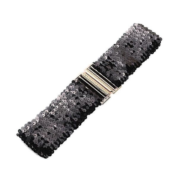 Elastisk magekjede, vakkert glitterbelte for kvinner, ball, klubbfest Black