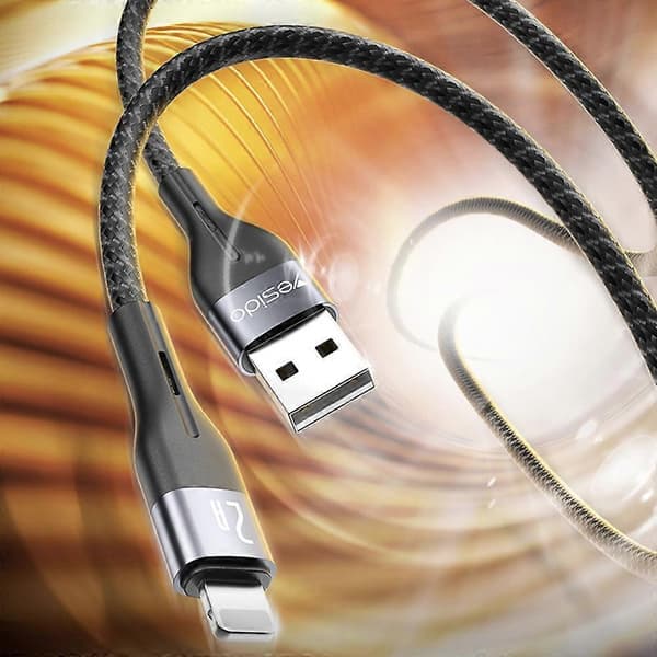 YESIDO CA121L Flätad USB-laddningsdatakabel USB till Lightning-kabel Kompatibel med iPhone, iPad