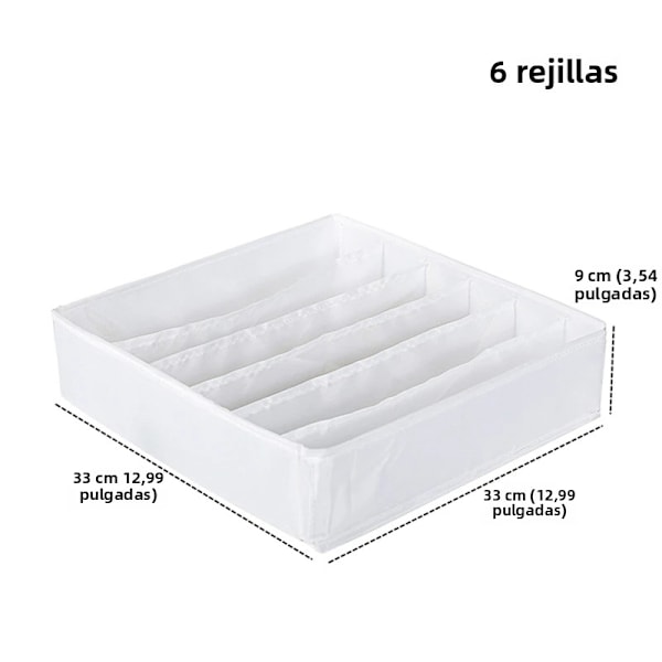 Lådinsats Underklädesförvaring Strumpor Och BH Byxor Förvaringslåda Skåp Lådinsats För Kläder Slipsar Garderobskläder LK-White 6 Grids
