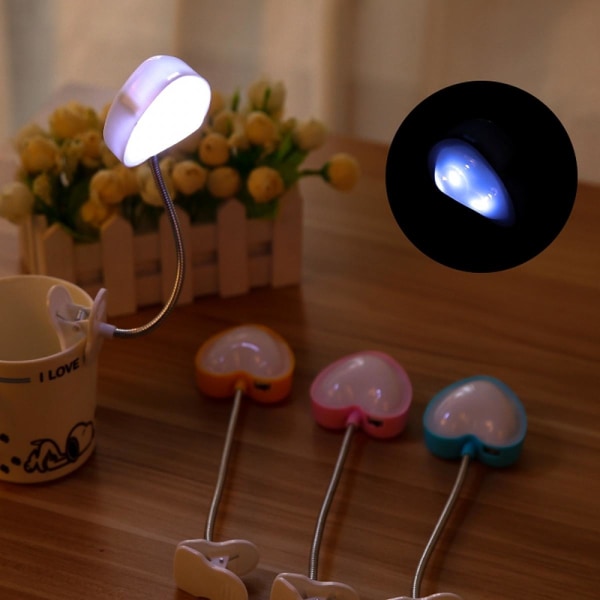 Klämlampa Mini Love Heart LED-lampor Ljus Kontor Läsbok Tangentbord Ögonskydd Energisparande Nattlampor Rosa
