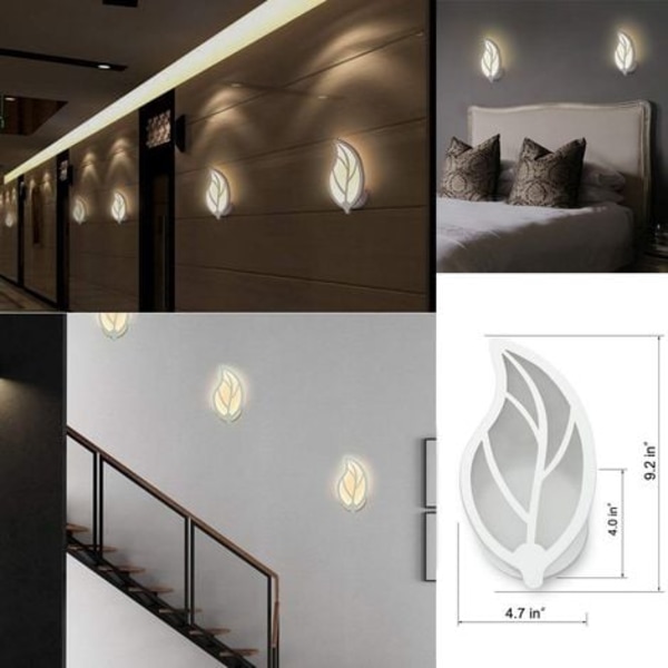 10 W Vägglampa, modern och enkel LED-lampa för inomhusbruk, för trappor, hallar, sovrum, vardagsrum, nattlampa (varmt ljus)