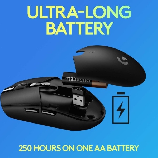 Logitech G305 LIGHTSPEED Trådlös Gamingmus, Hero 12K Sensor, 12 000 DPI, Lättvikt, 6 Programmerbara Knappar, 250 Timmar Batteritid