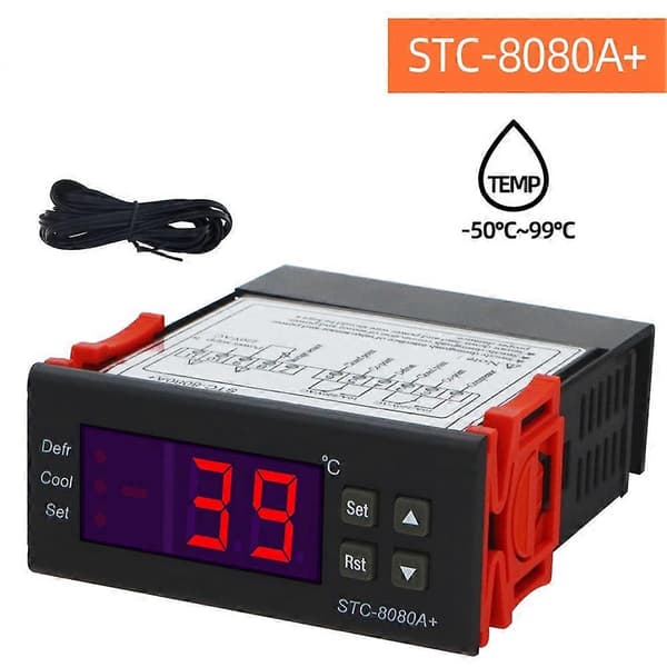-8080A+ Digital Temperaturregulator 220V Regulator Kølelagre Frysesensor Hygrometer 40%