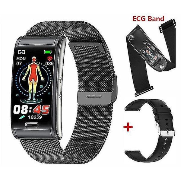 E600 Smart Watch EKG Blodsocker Män Icke-invasiv blodsocker Puls Hälsomätare Kvinnor Sport Smartwath Armband [] Milan ecg