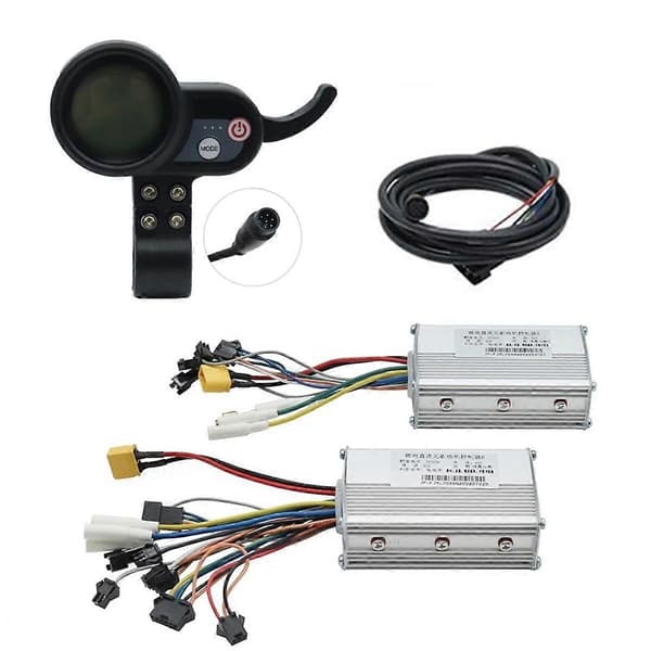 60V 25A Børsteløs Controller Dobbelt Motor + 36V-60V LCD Display Dashboard 6PIN til Elektrisk Scooter E Cykel Tilbehør Black